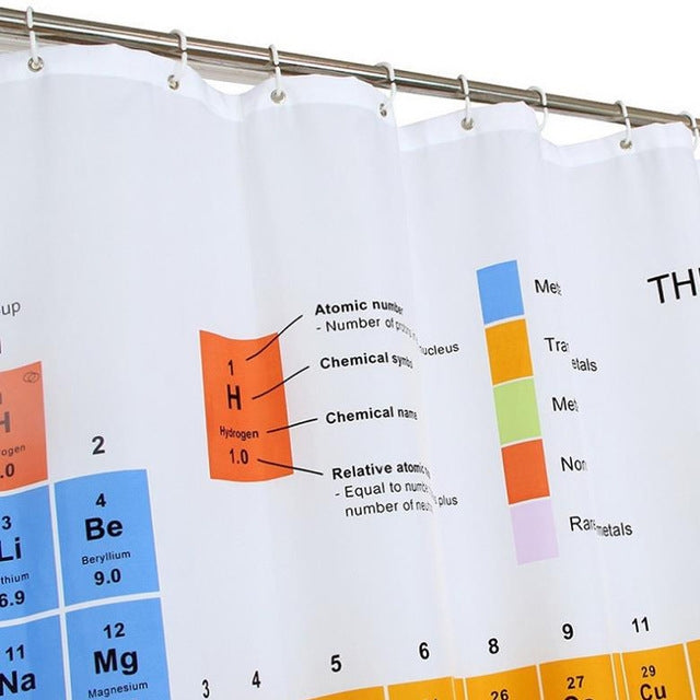 Tavola periodica della doccia Tenda da doccia in poliestere stampato antimuffa impermeabile, Shower Curtain, Size: 180x180cm