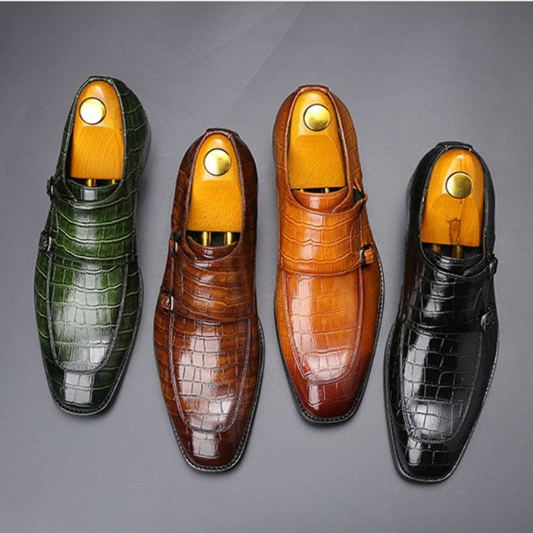 Scarpe formali in pelle con fondo piatto da lavoro con motivo coccodrillo, 38, 39, 40, 41, 42, 43, 44, 45, 46, 47, 48