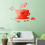 2 set casa fai da te 3D stereo decorativo moda orologio da parete caffè adesivo da parete specchio acrilico orologio da caffè