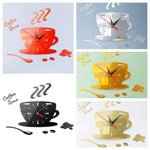 2 set casa fai da te 3D stereo decorativo moda orologio da parete caffè adesivo da parete specchio acrilico orologio da caffè