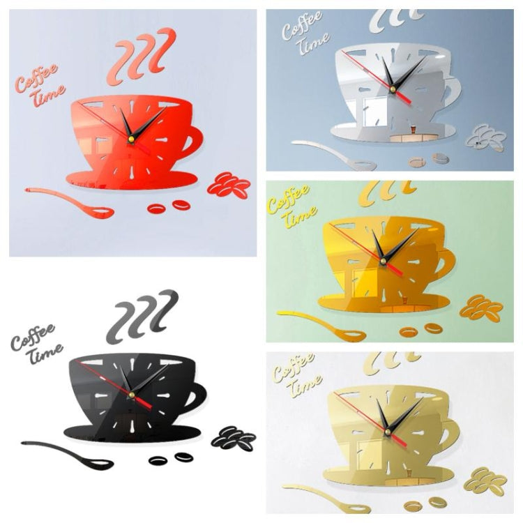 2 set casa fai da te 3D stereo decorativo moda orologio da parete caffè adesivo da parete specchio acrilico orologio da caffè