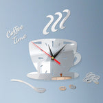2 set casa fai da te 3D stereo decorativo moda orologio da parete caffè adesivo da parete specchio acrilico orologio da caffè