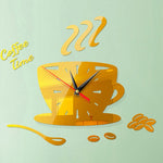 2 set casa fai da te 3D stereo decorativo moda orologio da parete caffè adesivo da parete specchio acrilico orologio da caffè