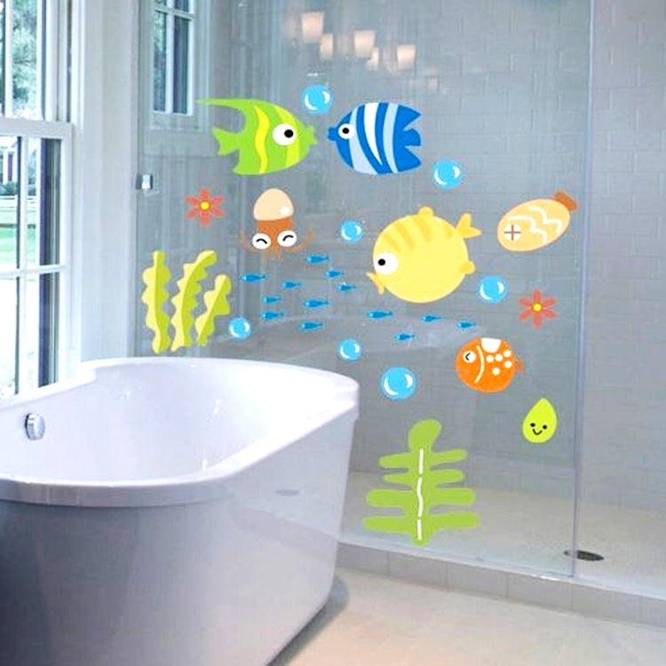 Adesivo da parete per bagno impermeabile per cameretta dei bambini dei cartoni animati di animali marini della scuola materna, Marine Animal