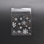 5 confezioni di fiocchi di neve, caramelle natalizie, biscotti, snack, sacchetti regalo autoadesivi, 5.5x5.5cm, 7x7cm, 10x10cm, 14x14cm
