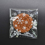 5 confezioni di fiocchi di neve, caramelle natalizie, biscotti, snack, sacchetti regalo autoadesivi, 5.5x5.5cm, 7x7cm, 10x10cm, 14x14cm