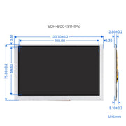 Display Waveshare DSI da 5 pollici, 800 × 480 pixel, pannello display IPS, 5 inch No Touch, 5 inch Touch Display