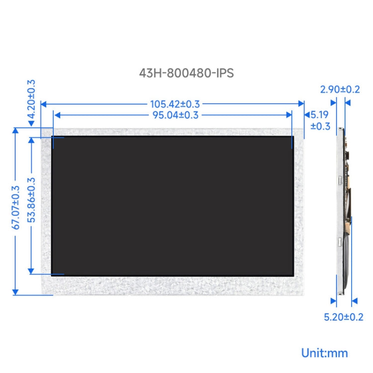 Display IPS Waveshare 4,3 pollici 800x480 pixel DSI