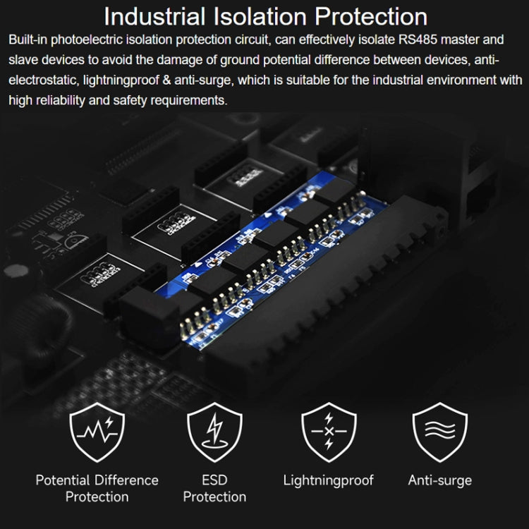 Waveshare RS485-HUB-8P Industrial Grade 8-Channel Isolated RS485 Hub, Rail Mount Support, Wide Transmission Speed ​​Range