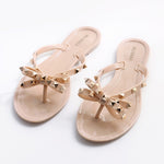 Sandali piatti slip-on con fiocco e infradito da donna con strass, 36, 37, 38, 39, 40