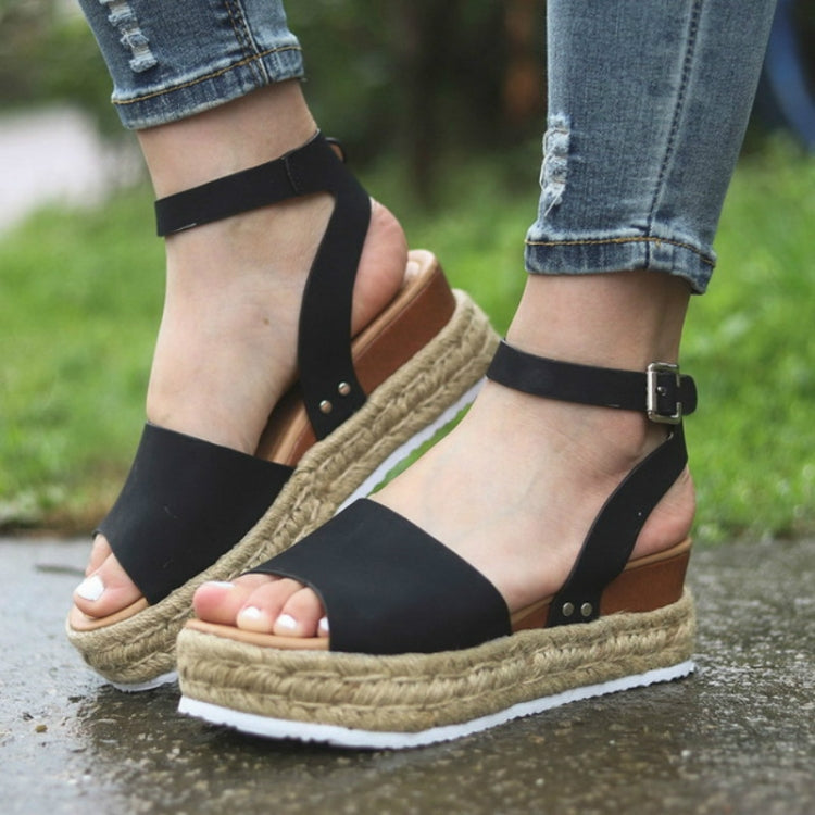 Sandali da donna con plateau e fibbia a un bottone, 35, 36, 37, 38, 39, 40, 41, 42, 43, 44