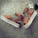 Sandali da donna con plateau e fibbia a un bottone, 35, 36, 37, 38, 39, 40, 41, 42, 43, 44