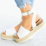 Sandali da donna con plateau e fibbia a un bottone, 35, 36, 37, 38, 39, 40, 41, 42, 43, 44