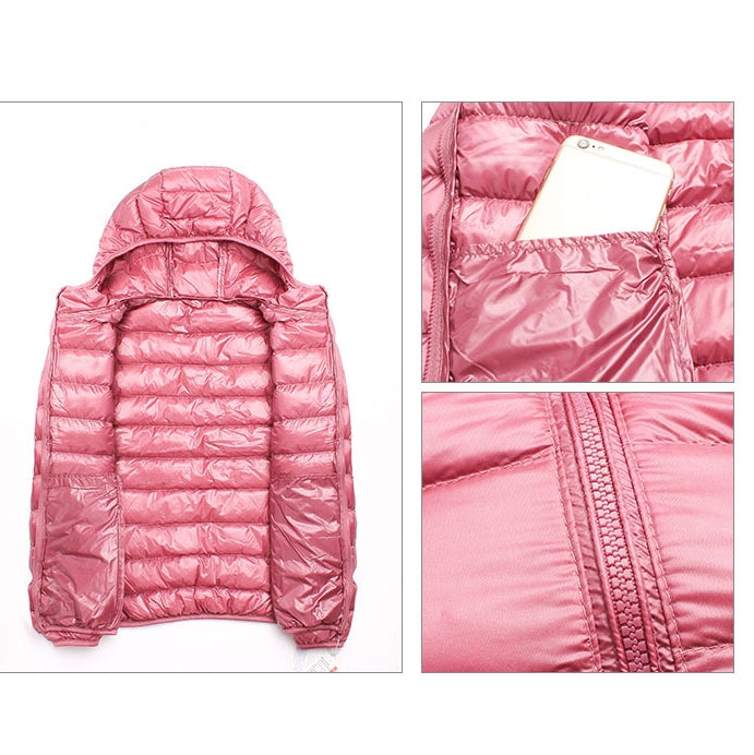 Parka con cappuccio in piumino d'anatra bianco ultra leggero casual da donna Autunno Inverno caldo cappotto con cappuccio, M, L, XL