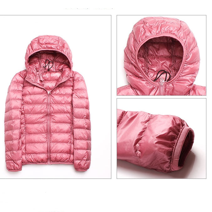 Parka con cappuccio in piumino d'anatra bianco ultra leggero casual da donna Autunno Inverno caldo cappotto con cappuccio, XXL, XXXL, XXXXL