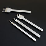 Set di strumenti per punzonatura in pelle fai-da-te 4 in 1 in acciaio bianco con foratura diamantata per punzonatura, 3mm
