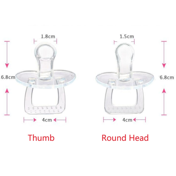 Ciuccio trasparente con pollice a testa tonda in silicone pieno per prodotti per bambini, Thumb, Round Head