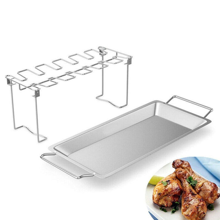 Griglia per barbecue con coscia di pollo in acciaio inossidabile con vaschetta raccogligocce, Barbecue Rack