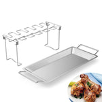 Griglia per barbecue con coscia di pollo in acciaio inossidabile con vaschetta raccogligocce, Barbecue Rack