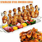 Griglia per barbecue con coscia di pollo in acciaio inossidabile con vaschetta raccogligocce, Barbecue Rack