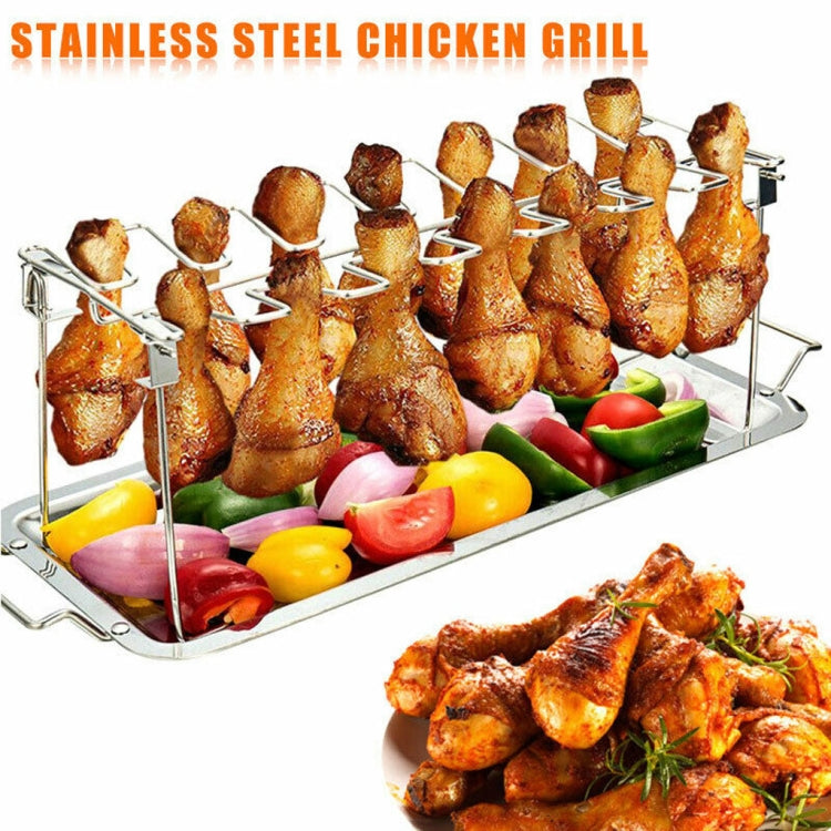 Griglia per barbecue con coscia di pollo in acciaio inossidabile con vaschetta raccogligocce, Barbecue Rack
