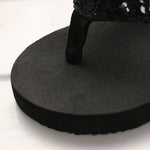 Pantofole con zeppa con paillettes e infradito, 36, 37, 38, 39
