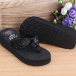 Pantofole con zeppa con paillettes e infradito, 36, 37, 38, 39