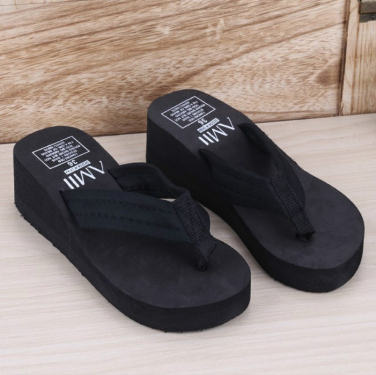 Pantofole con zeppa con paillettes e infradito, 40
