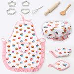 11 pezzi/set kit da cucina per bambini, costume da chef, gioco di ruolo, grembiule, cappello, guanti, set per bambini, 11 PCS / Set Chef Set