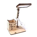 Lampada da tavolo multifunzionale in legno con portapenne USB touch Lampada da lettura per ricarica da tavolo per studenti Lampada da tavolo per protezione degli occhi a LED, USB Plug-in without Battery, USB Charging Built-in Battery
