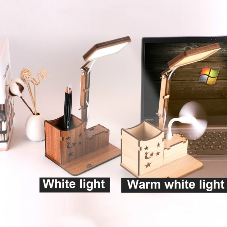 Lampada da tavolo multifunzionale in legno con portapenne USB touch Lampada da lettura per ricarica da tavolo per studenti Lampada da tavolo per protezione degli occhi a LED, USB Plug-in without Battery, USB Charging Built-in Battery