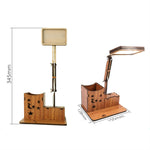 Lampada da tavolo multifunzionale in legno con portapenne USB touch Lampada da lettura per ricarica da tavolo per studenti Lampada da tavolo per protezione degli occhi a LED, USB Plug-in without Battery, USB Charging Built-in Battery