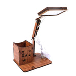 Lampada da tavolo multifunzionale in legno con portapenne USB touch Lampada da lettura per ricarica da tavolo per studenti Lampada da tavolo per protezione degli occhi a LED, USB Plug-in without Battery, USB Charging Built-in Battery