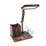 Lampada da tavolo multifunzionale in legno con portapenne USB touch Lampada da lettura per ricarica da tavolo per studenti Lampada da tavolo per protezione degli occhi a LED, USB Plug-in without Battery, USB Charging Built-in Battery