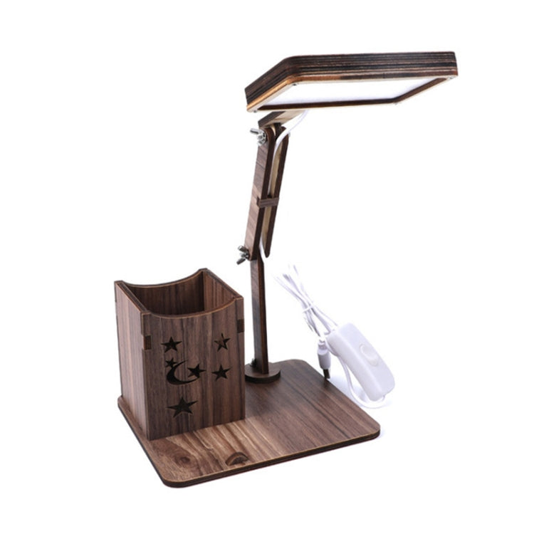 Lampada da tavolo multifunzionale in legno con portapenne USB touch Lampada da lettura per ricarica da tavolo per studenti Lampada da tavolo per protezione degli occhi a LED, USB Plug-in without Battery, USB Charging Built-in Battery