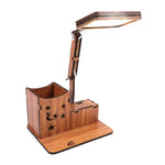 Lampada da tavolo multifunzionale in legno con portapenne USB touch Lampada da lettura per ricarica da tavolo per studenti Lampada da tavolo per protezione degli occhi a LED, USB Plug-in without Battery, USB Charging Built-in Battery