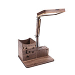 Lampada da tavolo multifunzionale in legno con portapenne USB touch Lampada da lettura per ricarica da tavolo per studenti Lampada da tavolo per protezione degli occhi a LED, USB Plug-in without Battery, USB Charging Built-in Battery