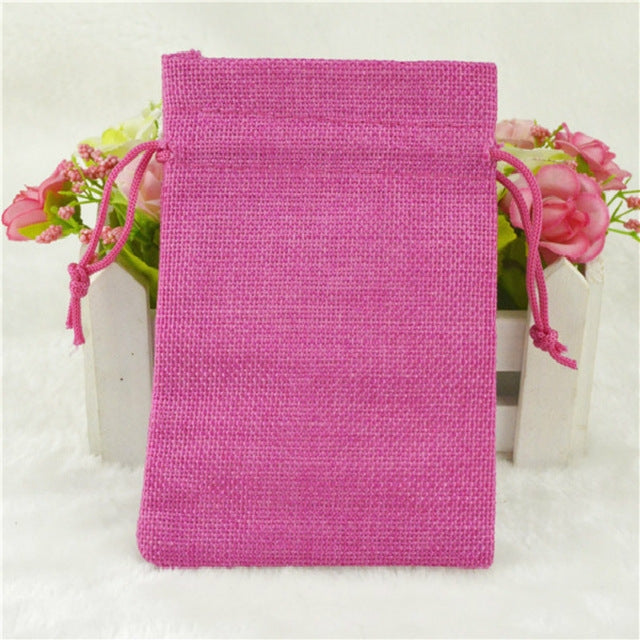 50 sacchetti regalo multiformato in lino di iuta con coulisse, per matrimoni, compleanni, feste, sacchetti regalo con coulisse, 15x20cm