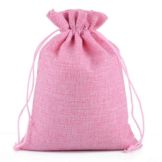 50 sacchetti regalo multiformato in lino di iuta con coulisse, per matrimoni, compleanni, feste, sacchetti regalo con coulisse, 17x23cm