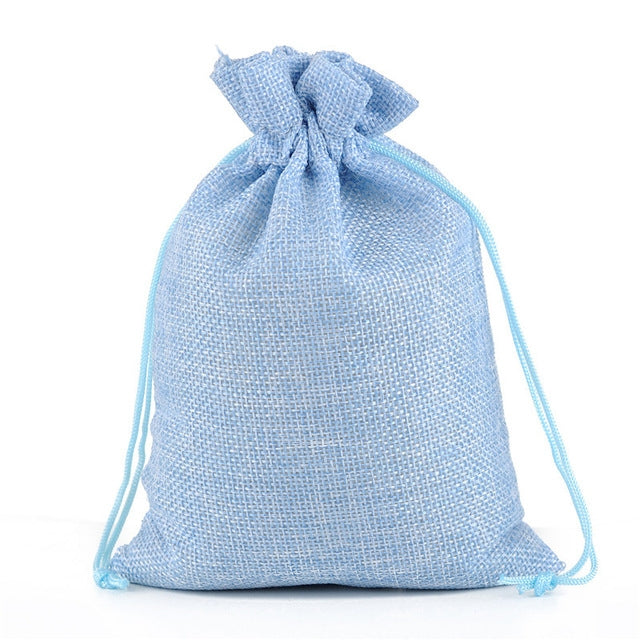 50 sacchetti regalo multiformato in lino di iuta con coulisse, per matrimoni, compleanni, feste, sacchetti regalo con coulisse, 17x23cm