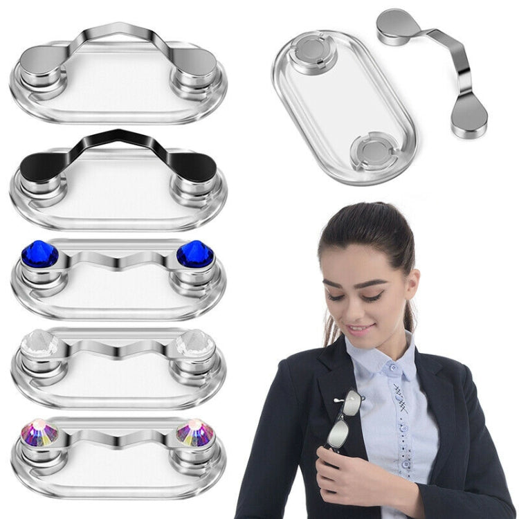 5 pezzi Porta occhiali magnetici Spilla magnetica Clip per occhiali per auricolare per targa, Black, Silver, White Diamond, Colored Diamond