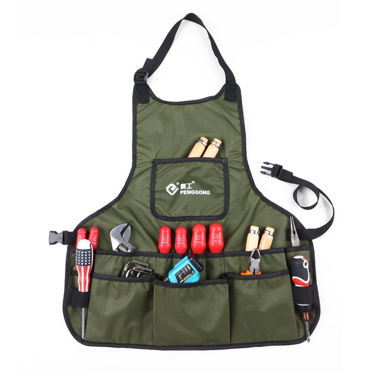 PENGGONG Grembiule da giardinaggio in tela impermeabile Borsa per attrezzi per elettricista Organizzatore di attrezzi per kit di attrezzi, Grey, ArmyGreen, Blue, Black
