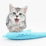 Giocattolo delfino in silicone per la pulizia dei denti del gatto con erba gatta