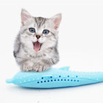 Giocattolo delfino in silicone per la pulizia dei denti del gatto con erba gatta