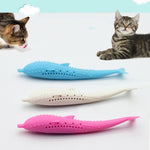 Giocattolo delfino in silicone per la pulizia dei denti del gatto con erba gatta