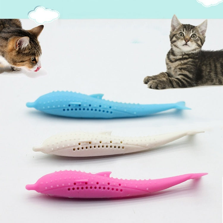 Giocattolo delfino in silicone per la pulizia dei denti del gatto con erba gatta