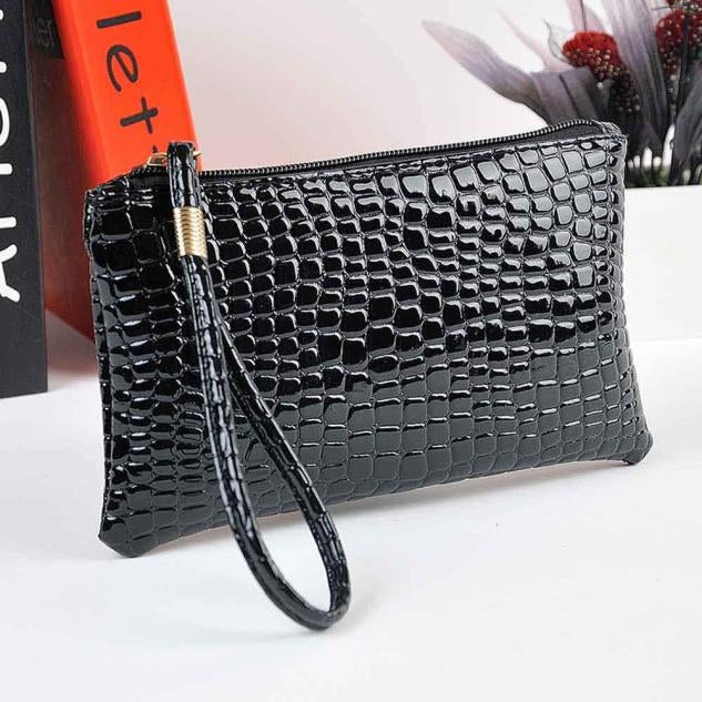 Portafoglio pochette da donna alla moda con motivo coccodrillo lungo
