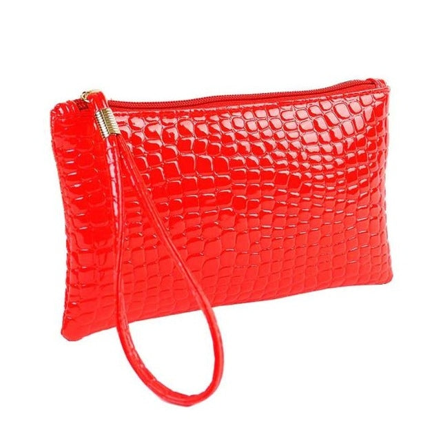 Portafoglio pochette da donna alla moda con motivo coccodrillo lungo