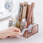 Scatola portaoggetti per cancelleria in acrilico trasparente Organizzatore da scrivania creativo Scomparto in plastica Portapenne Accessori per ufficio