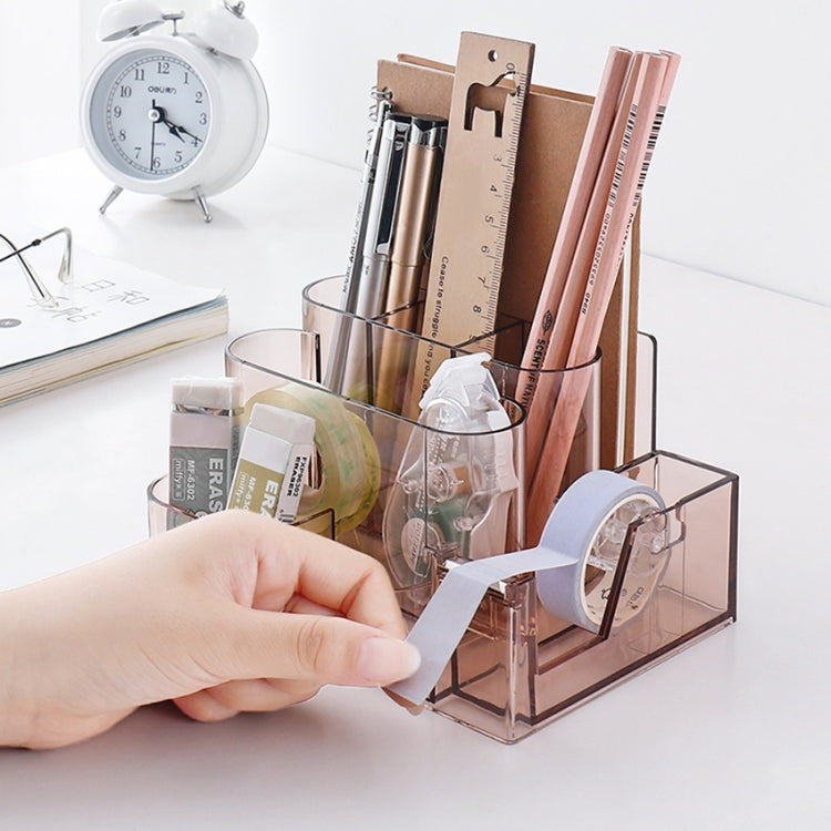 Scatola portaoggetti per cancelleria in acrilico trasparente Organizzatore da scrivania creativo Scomparto in plastica Portapenne Accessori per ufficio